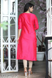 Straight Embroidered Kurta For Women And Girls