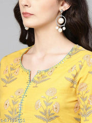 YELLOW PRINTED KURTI