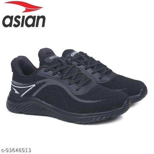 ASIAN Men's DELTA-20 Black Sports Running Walking & Gym LIghtWeight Stylish Shoes for Boys & Men