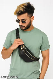 men Sling Bag Crossbody Chest Bag PU Leather Travel Waist Bag Brown
