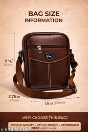 Brown Stylish PU Leather Sling Bag for Men & Women | Brown Crossbody Shoulder Bag | Office, Travel & Daily Use