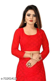 Brasso Net Red Jacquard Saree with blouse