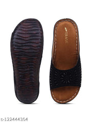 TRASE Women's Fashion Slippers | Doctor Ortho Soft & Comfortable Slip-Ons for Women & Girls | Lightweight & Stylish, Diabetic & Orthopedic Footwear, Ideal for Knee & Foot Pain (44061, Black)