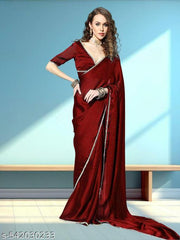 Beautiful Two Tone Rangoli Saree with Original Mirror Lace Border