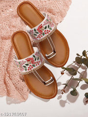 Kolhapuri style flats for women White