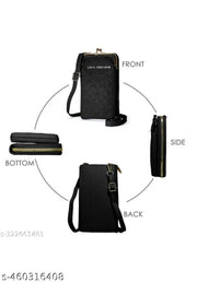 Women Stylish PU Leather Mobile Cell Phone Holder Pocket Purse Wallet Bag Pouch with Zipper Sling Bag Mini Shoulder Bags