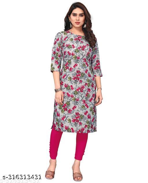 Polyster/Crepe fabric-Women Printed Straight Kurti