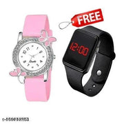 BF Analog Watch For Little Girl ,Free Square LED Watch