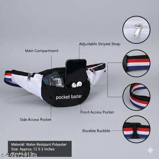 Pocket Bazar Fashion Waist Bag | 5 Zipper Pocket | Daily & Travel Use
