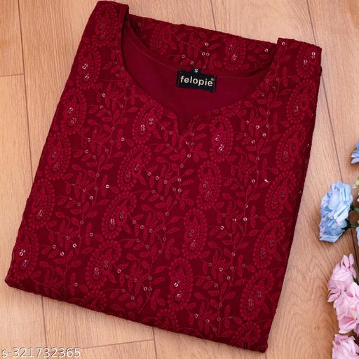 kurti for women (Maroon kurti)/Chikankari sequince work kurti