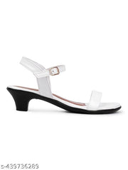 TRASE Women's Casual Kitten Heel Sandals (47076, White)