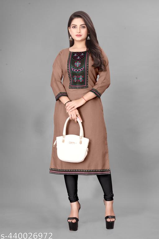 Desigener Kurti New Collection Cotton Blend Stylish New Trendy Embroidered Pattern Casual Kurta for Girls & Women