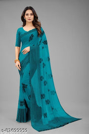 Soft & Lightweight Chiffon Saree for Women (GREEN)
