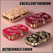 Rajasthani Party Clutch for Women Box Clutch with Golden Chain Sling Embroidery Bag