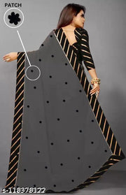 mix-1 georgette plain saree with brocde vell blouse