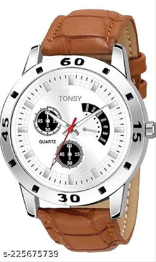 Alluring Men Blue Leather Analog Watch (Pack of 3)