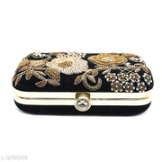 Attractive Women's Black Velvet Clutch