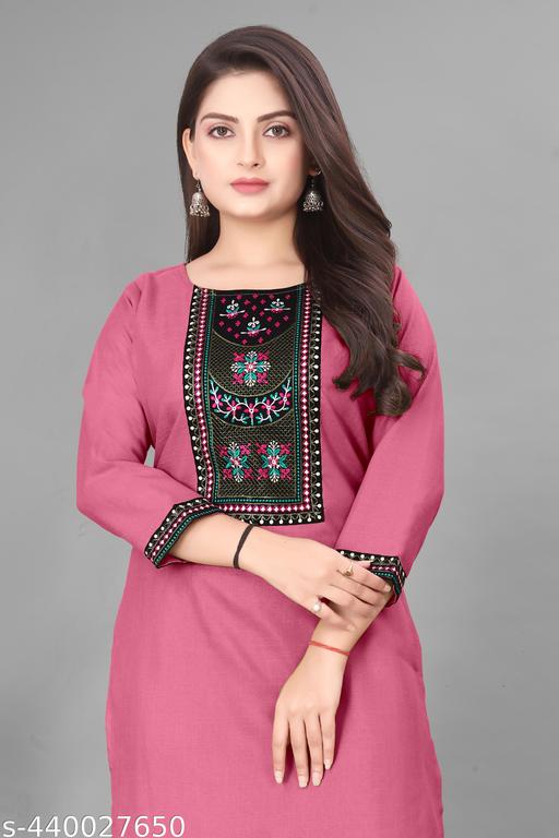 Desigener Kurti New Collection Cotton Blend Stylish New Trendy Embroidered Pattern Casual Kurta for Girls & Women