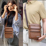 SYGA Women &Men's Bag Pu Leather Large Capacity Shoulder Bag Casual Business Crossbody Bag(Brown)