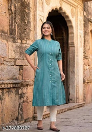 Rama green kurta designed for both comfort and style Crafted from high-quality breathable fabric this kurta features intricate detailing and a flattering silhouette that complements all body types Perfect for casual outings or festive occasions