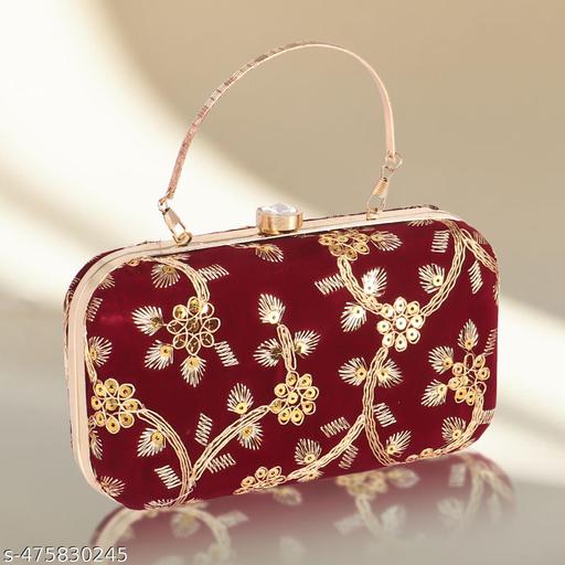 "Sky Wing Embroidered Minimalist Elegance Clutch: Sleek, Compact, and Fashion-Forward Design" With Free Handle