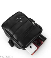 Premium Black Synthetic Leather Crossbody Side Bag for Men