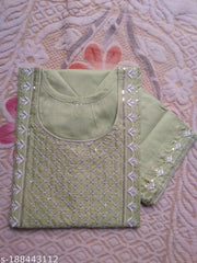 Women Neck & Border Embroidered  Straight Fancy Kurta