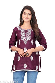 Cotton Embroidered Short Kurta for Women and Girl