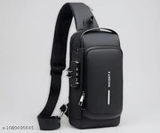 STARFUN - Crossbody Sling Bag For Men Women, Anti-Theft Fashion Chest Bag with USB Charging Port, Messenger Bags, Waterproof Casual Shoulder Bag (FULL BLACK)