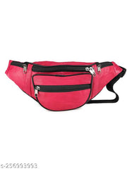 K London Leather Black Men & Women Waist Bag Fanny Bag Travel Pouch Passport Holder (1240_hotpink)