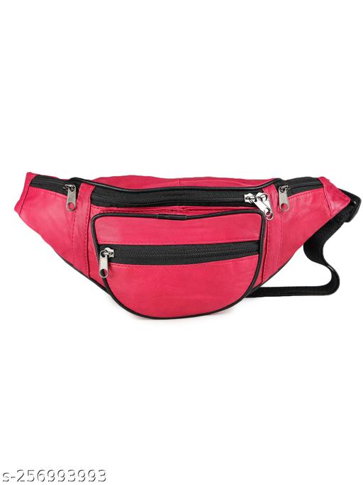 K London Leather Black Men & Women Waist Bag Fanny Bag Travel Pouch Passport Holder (1240_hotpink)