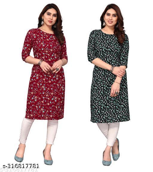 Polyster/Crepe fabric-Women Printed Straight Kurti