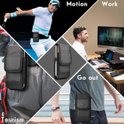 ABJI Phone Holster for Men Belt Clip Pouch, for iPhones 14, 14 Pro, 13, 13 Pro, 12 Pro, 12, X, XR, Xs, 11 Pro and More, 6.45" Nylon Cell Phone Holster Mobile Card Holder Case