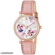 SHREE GORGEOUS FLOWER DESING LATHER ANALOG WATCH FOR GIRLS AND WOMEN COMBO (PACK OF 2)