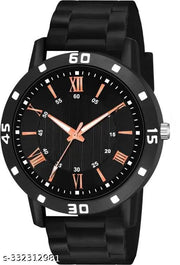 Best Quality Best Price New Stylish  Roman Black Dial Black PU Strap Watch For Boys And men Watch