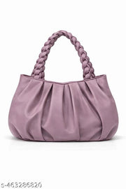 Trendy Soft PU Leather Handbag for Women & Girls with Braided Handle | Chain Shoulder Bag with Sling Strap