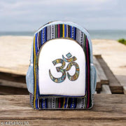 Multicolor Om Symbol Backpack with White Front Panel | Spiritual Ethnic Print School Bag for Girls & Boys | Lightweight Travel Daypack with Side Pockets | Stylish Casual Backpack