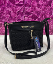 Elegant stylish women black PU sling bags/Premium PU leather sling bags for women/Small sling bag/Full handwork bag/Party wear and wedding bag for women