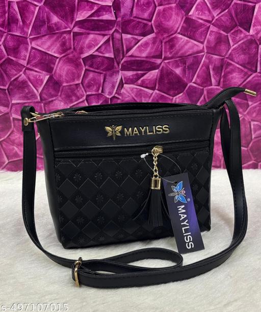 Elegant stylish women black PU sling bags/Premium PU leather sling bags for women/Small sling bag/Full handwork bag/Party wear and wedding bag for women