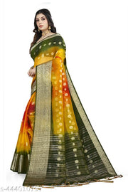 ORGANZA MUTTY COLOUR SAREE  IN FANCY DISION