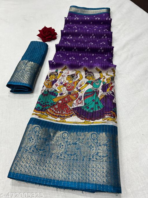 DOLA SILK SPARKLE ZARI  BANDHANI PRINT WITH JACQUARD BODAR