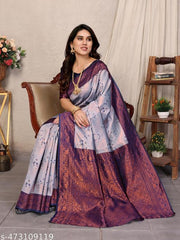 Pure Soft Silk Lightweight Banarasi ( Blue ) Wedding Bridal Wear Designer Ethnic Saree Available At Low Prices