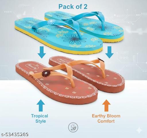 Phonolite Slippers for Women/ Daily Wear Slippers Ladies/ Women Sleeper/ Trendy Flats for Women/ Relaxed Slipper/ Chappalu/ Flipflop/ Women Stylish flipflops/  Casual Chappal/ Pack of 2 Combo