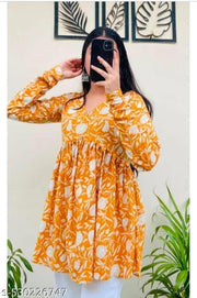 Women Trending Rayon Printed Short Kurta