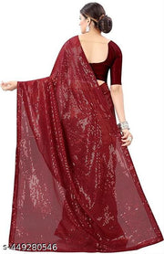 Line Sequin Work Embroidered Bollywood Saree
