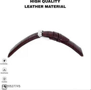 22 mm Genuine Leather Watch Strap  (Dark cherry)