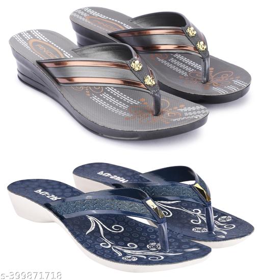 Multicolor Combo of Women's Slippers and Flipflop - Pack of 2