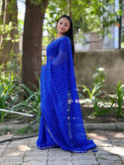 Georgette Bandhani 60gms saree with lace and blouse