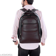 Zerus Trendy Brown PU Leather Casual 25L Laptop Backpack For Men & Women Travel Backpack For Office College Business Trip & Daily Used Daypack For Boys Girls Students & Professionals