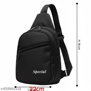 Classic Stylish Black Sling Bag for Men & Women | Crossbody Chest Bag with "Special" Text